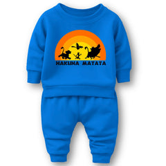 Minicult cotton Kids Coordinated sweatshirt and pant set with LION KING Character Prints(Hakuna matata a68)