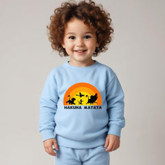 Minicult cotton Kids Coordinated sweatshirt and pant set with LION KING Character Prints(Hakuna matata a70)