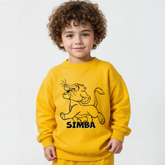 Minicult cotton Kids Coordinated sweatshirt and pant set with LION KING Character Prints(Simba a61)