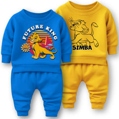 Minicult cotton Kids Coordinated sweatshirt and pant set with LION KING Character Prints(Simba b13)(Pack of 2)