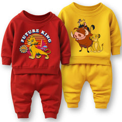 Minicult cotton Kids Coordinated sweatshirt and pant set with LION KING Character Prints(Simba B15)(Pack of 2)