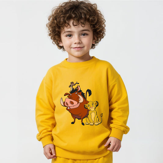 Minicult cotton Kids Coordinated sweatshirt and pant set with LION KING Character Prints(Lion King a67)