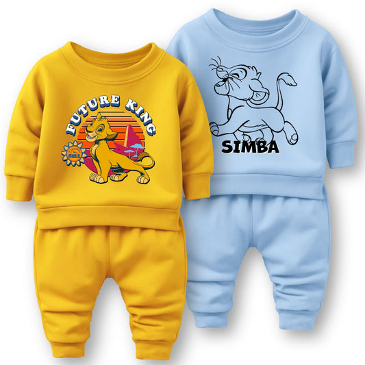 Minicult cotton Kids Coordinated sweatshirt and pant set with LION KING Character Prints(Simba b16)(Pack of 2)