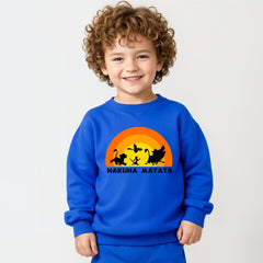 Minicult cotton Kids Coordinated sweatshirt and pant set with LION KING Character Prints(Hakuna matata a68)