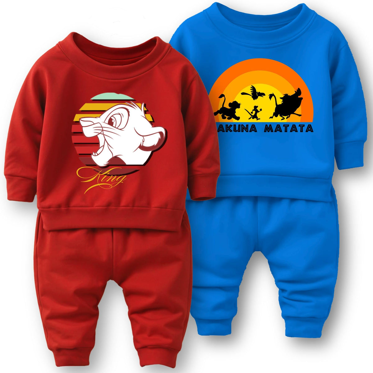 Minicult cotton Kids Coordinated sweatshirt and pant set with LION KING Character Prints(Hakuna Matata b17)(Pack of 2)