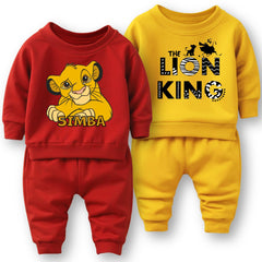 Minicult cotton Kids Coordinated sweatshirt and pant set with LION KING Character Prints(Simba b12)(Pack of 2)