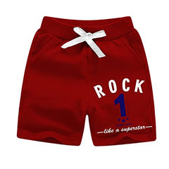 minicult Cotton loopkint Boys Shorts with Drawstring and Pockets (Pack of 3)(RED)